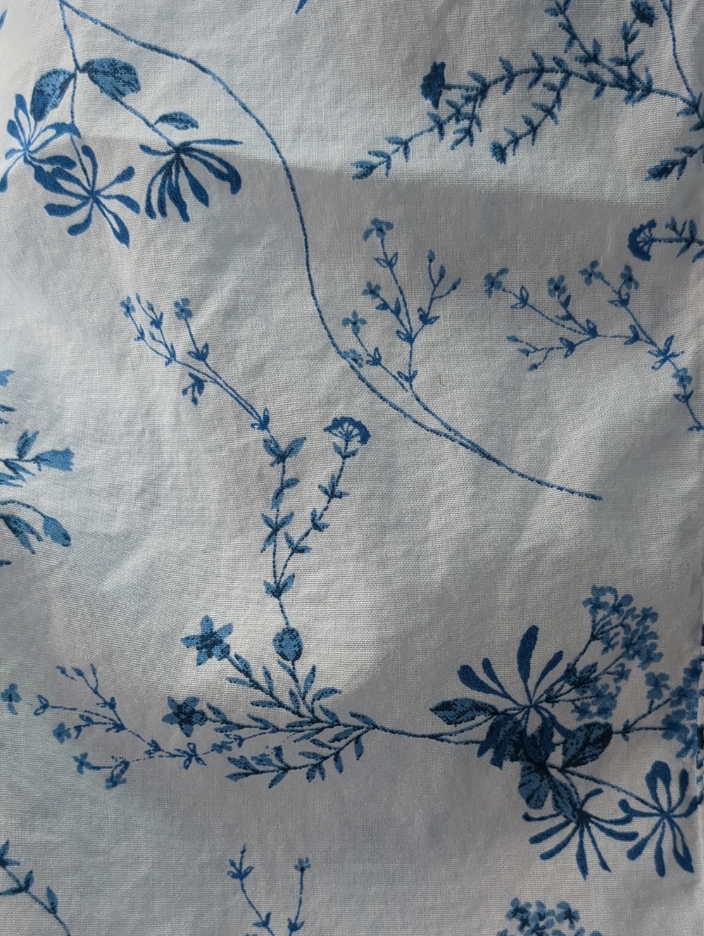 Lucky Blouse Blue white Floral Long Sleeve Boho Peasant Cotton Medium